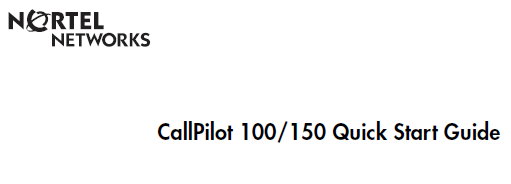 Norstar Callpilot Quick Start Guide