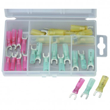 30 Pack Watertight Heat-Shrink Spade Terminals