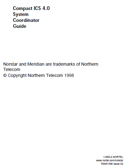 Norstar CICS 4.0 System Coordinator Guide